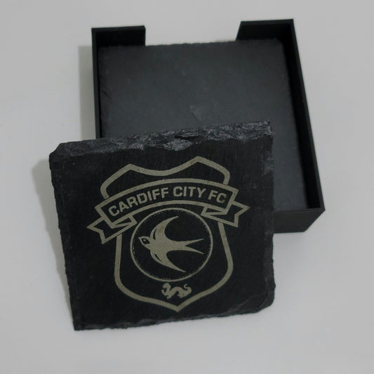 Qty 4 Custom Engraved Slate Coasters With A 3D Printed Holder