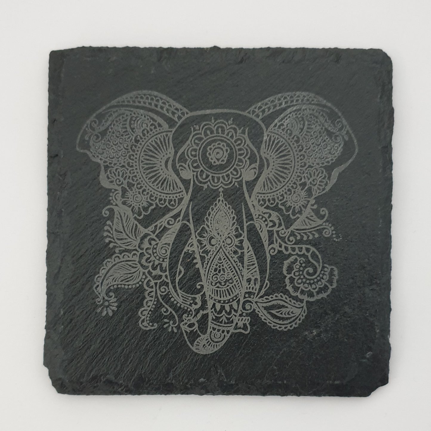 Mandala Style Elephant Square Slate Coater